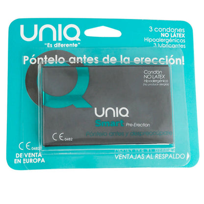 UNIQ - PRESERVATIVI INTELLIGENTI SENZA LATTICE PER LA PRE-EREZIONE, 3 PEZZI