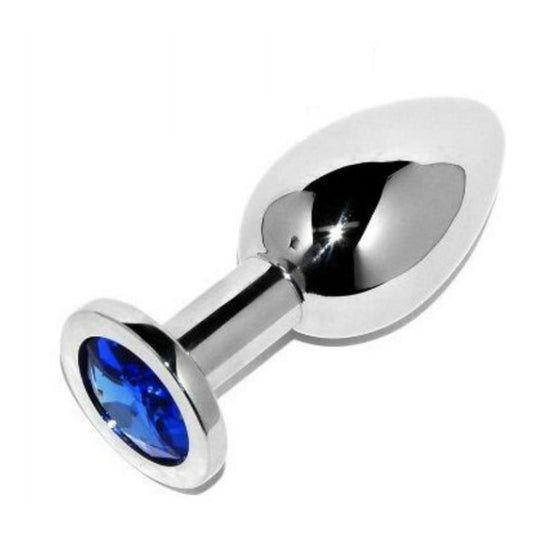 METAL HARD - PLUG ANALE DIAMANTE BLU PICCOLO 5,71 CM