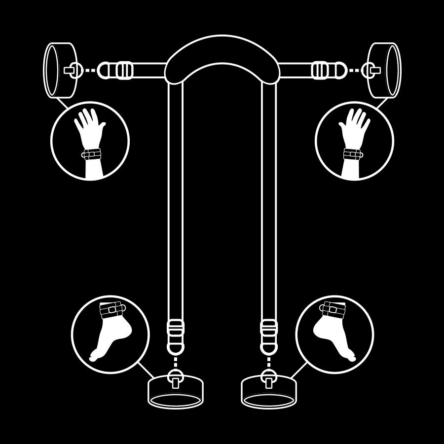 FETISH SOTTOMESSA - POSIZIONE DEL PADRONE CON 4 MANETTE RIVESTITE IN NOPRENE