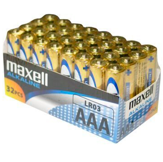 MAXELL - BATTERIA ALCALINE AAA LR03 CONFEZIONE DA 32 BATTERIE