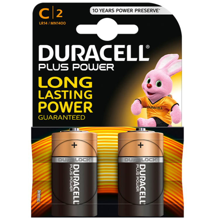 DURACELL - BATTERIA ALCALINE PLUS POWER C LR14 BLISTER 2 UNITÀ