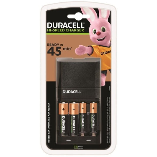 DURACELL - CARICABATTERIE RAPIDO 45 MINUTI + 2xAA 1700mAh + 2xAAA 750mAh
