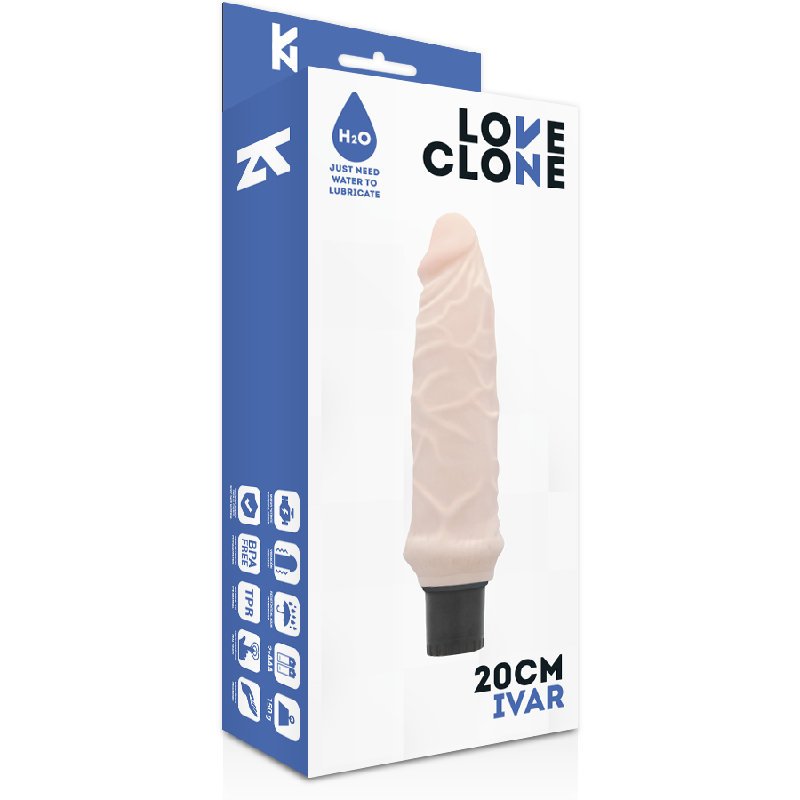 LOVECLONE - VIBRATORE REALISTICO IVAR AUTOLUBRIFICANTE 20 CM -O- 3,7 CM