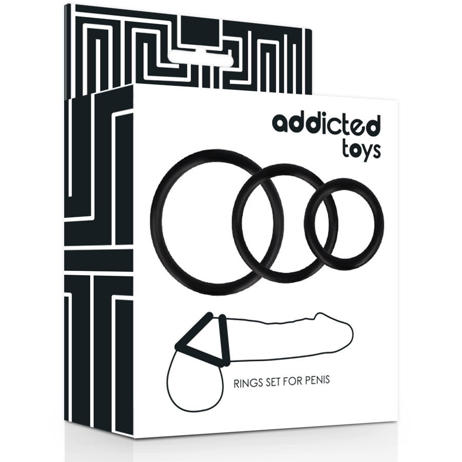 ADDICTED TOYS - SET DI ANELLI PER PENE NERI