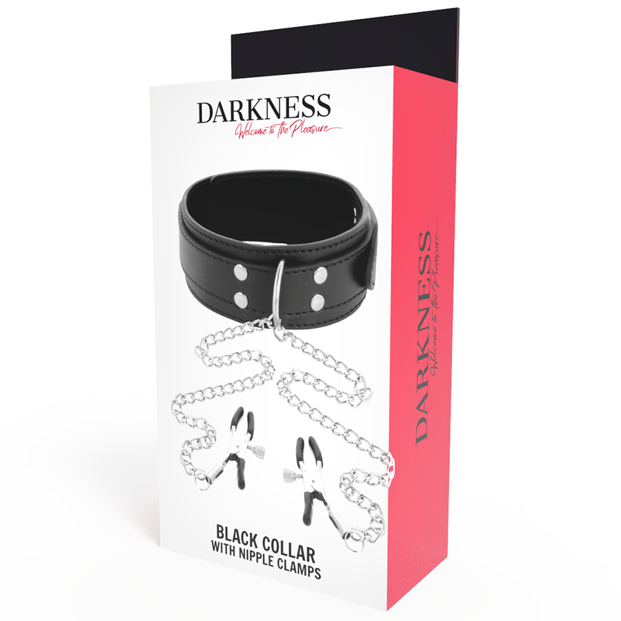 DARKNESS - COLLARE CON MORSETTO PER CAPEZZOLI NERO