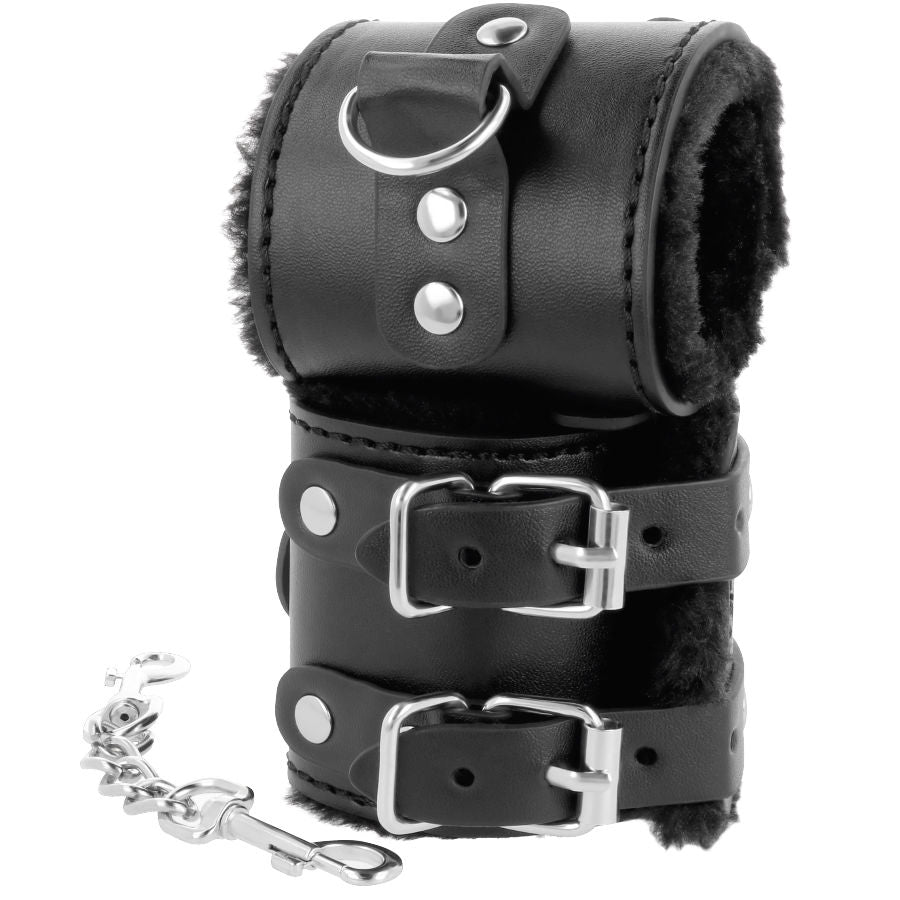 DARKNESS - MANETTE IN PELLE REGOLABILI CON LINEA NERA