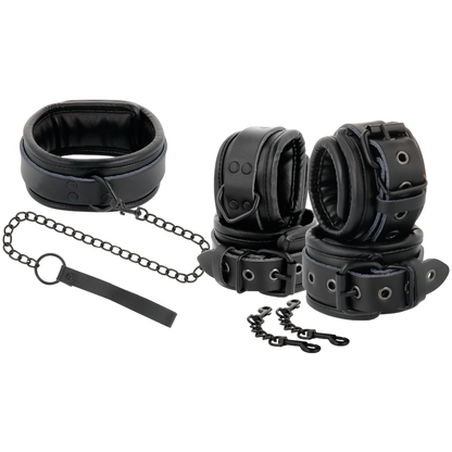 OSCURITÀ - MANETTE E COLLARE IN PELLE NERA