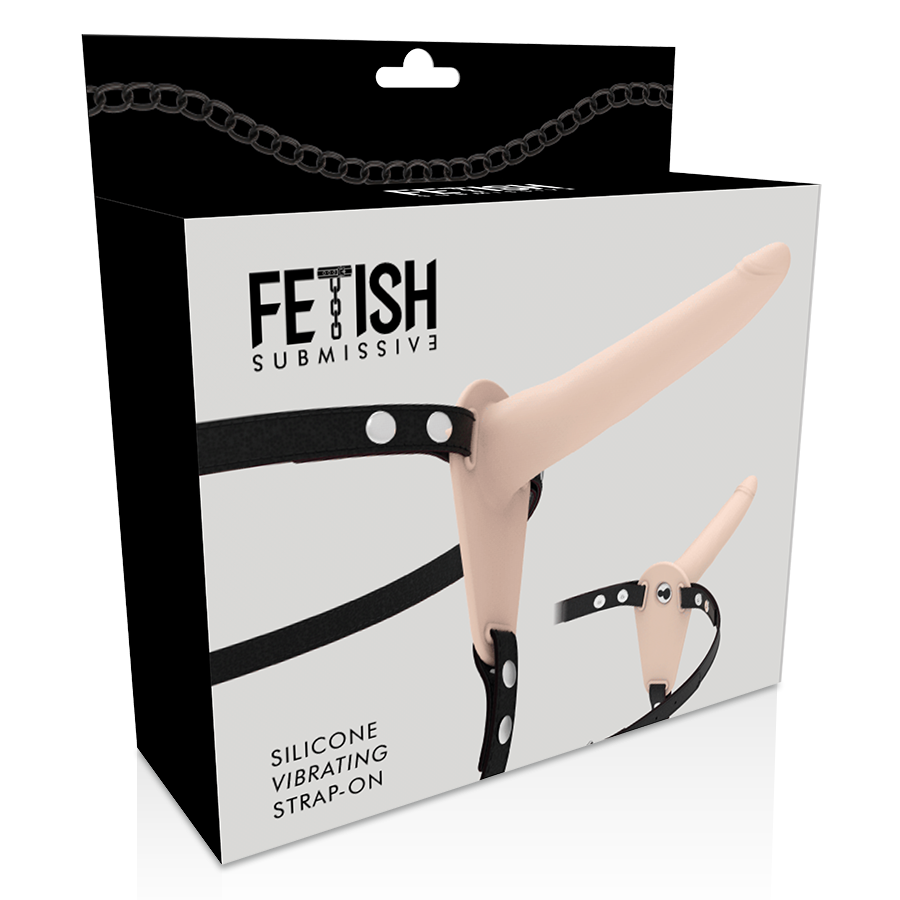 IMBRACATURA SOTTOMESSA FETISH - VIBRATORE IN SILICONE CARNE 15 CM