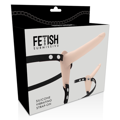 IMBRACATURA SOTTOMESSA FETISH - VIBRATORE IN SILICONE CARNE 15 CM