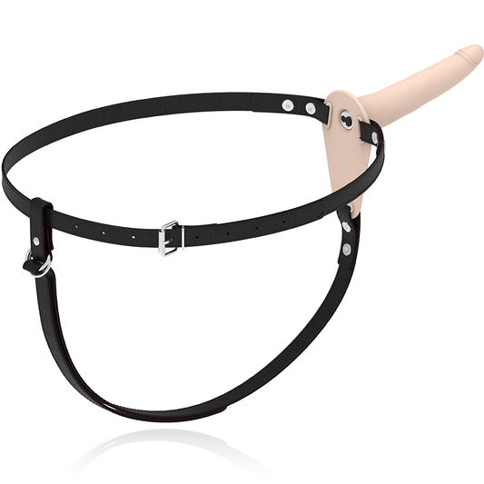 IMBRACATURA SOTTOMESSA FETISH - VIBRATORE IN SILICONE CARNE 15 CM