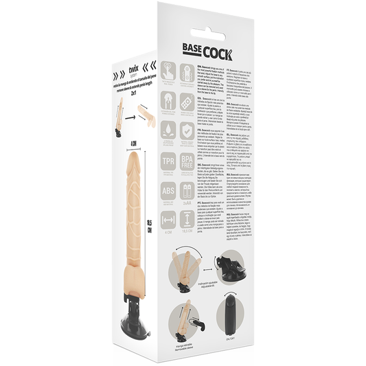 BASECOCK - VIBRATORE REALISTICO TELECOMANDO NERO 18,5 CM -O- 4CM