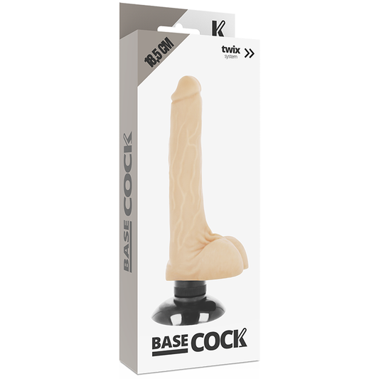 BASECOCK - VIBRATORE REALISTICO 2-1 NERO 18,5 CM -O- 4 CM