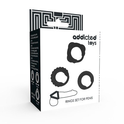 ADDICTED TOYS - SET DI 3 ANELLI PER PENE NERI