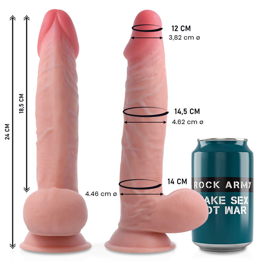 ROCKARMY - SHERMAN DILDO REALISTICO DOPPIA DENSITÀ 24 CM -O- 4,62 CM