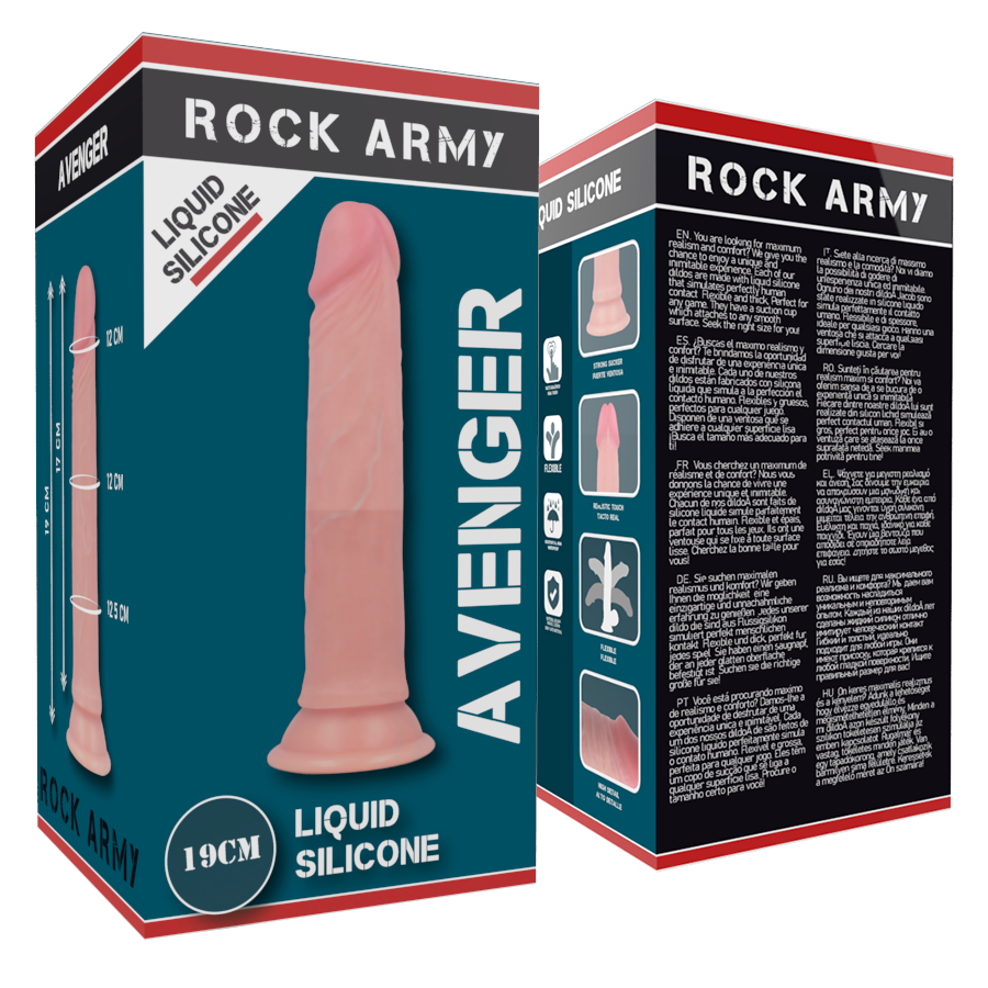 ROCKARMY - AVENGER DILDO REALISTICO SILICONE LIQUIDO 19 CM -O- 3,98 CM
