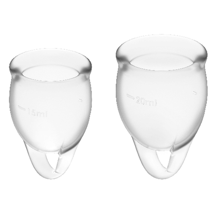 SATISFYER - KIT COPPA MESTRUALE TRASPARENTE FEEL SICURE 15 + 20 ML