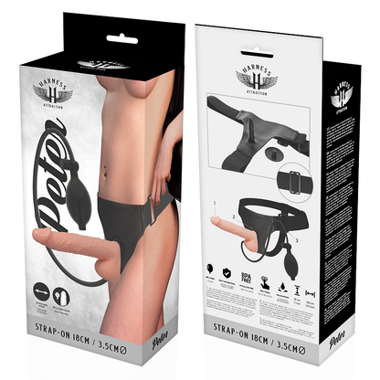 IMBRACATURA DI ATTRAZIONE - IMBRACATURA PETER CON PENE GONFIABILE 18 CM -O- 3,5 CM