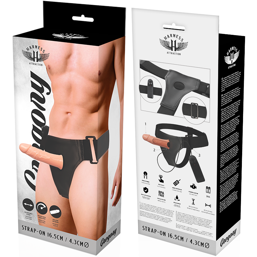 IMBRACATURA ATTRAZIONE - IMBRACATURA GREGORY HOLLOW CON VIBRATORE 16,5 CM -O- 4,3 CM