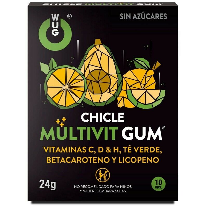 WUG GUM - GOMMA MULTIVIT VITAMINA C, H, D, BETACAROTENE, LICOPENE E TÈ VERDE 10 UNITÀ