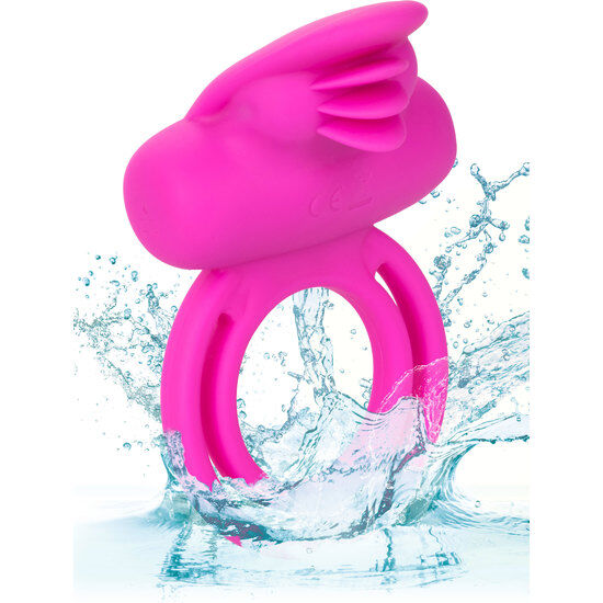 CALEXOTICS - ANELLO VIBRANTE IN SILICONE ROSA DOPPIO PER IL MIGLIORAMENTO DELLO Sfarfallio del CLITÀ