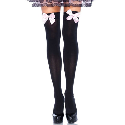 LEG AVENUE - COLLANT NERI CON FIOCCO ROSA TAGLIA UNICA