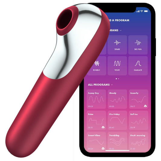 SATISFYER - VIBRATORE DUAL LOVE E ASPIRAZIONE CON ARIA PULSATA ROSSO