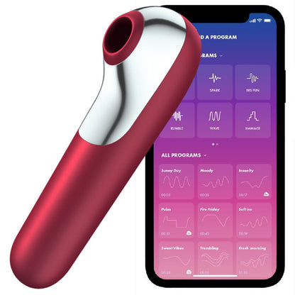 SATISFYER - VIBRATORE DUAL LOVE E ASPIRAZIONE CON ARIA PULSATA ROSSO
