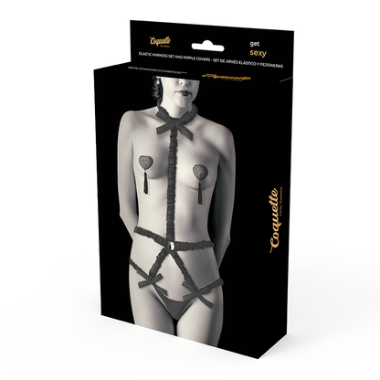 COQUETTE CHIC DESIRE - SET LINGERIE CON COPRICAPEZZOLI DELUXE