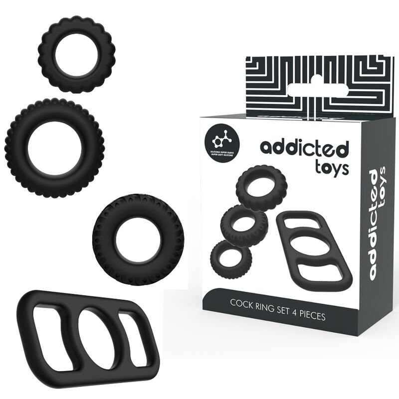 ADDICTED TOYS - SET DI 4 ANELLI PER PENE IN SILICONE