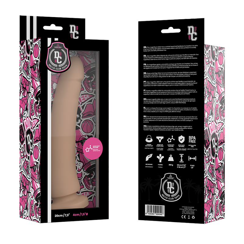DELTA CLUB - DILDO REALISTICO IN SILICONE MEDICO NATURALE 20 CM -O- 4 CM