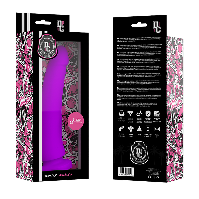 DELTA CLUB - DILDO REALISTICO IN SILICONE MEDICO LILLA 20 CM -O- 4 CM
