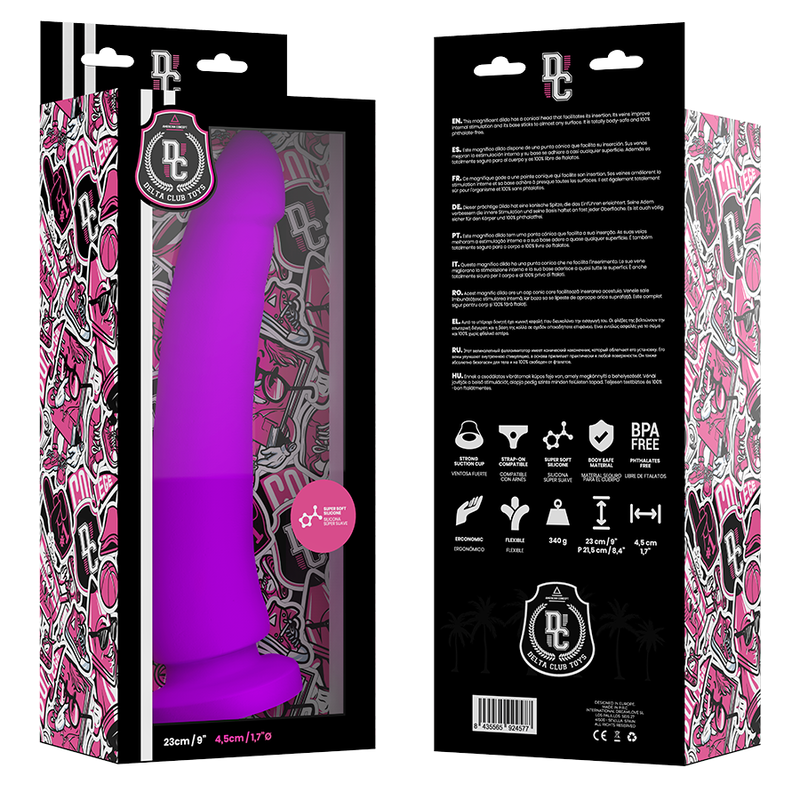 DELTA CLUB - DILDO REALISTICO IN SILICONE MEDICO LILLA 23 CM -O- 4,5 CM