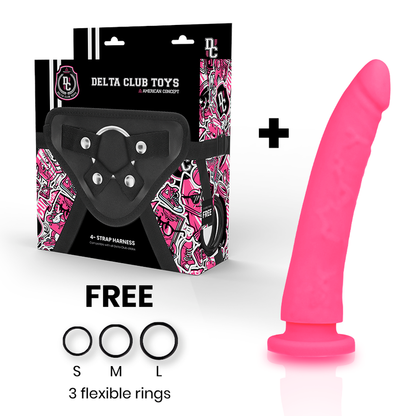 DELTA CLUB - IMBRACATURA GIOCATTOLI + DILDO ROSA IN SILICONE MEDICO 17 CM -O- 3 CM