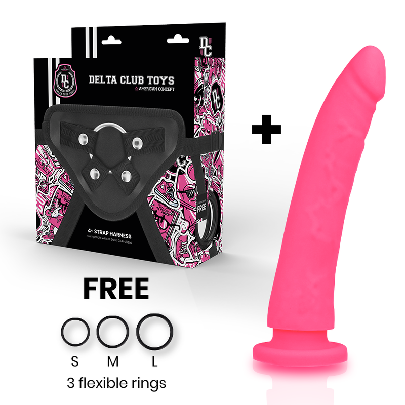 DELTA CLUB - DILDO TOYS + IMBRACATURA MEDICA IN SILICONE ROSA 20 CM -O- 4 CM