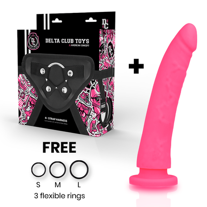 DELTA CLUB - DILDO TOYS + IMBRACATURA MEDICA IN SILICONE ROSA 20 CM -O- 4 CM