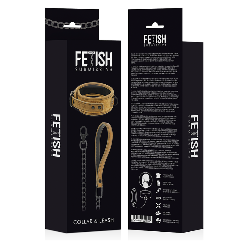 FETISH SUBMISSIVE ORIGIN - COLLANA CON CATENA RIVESTITA IN NEOPRENE