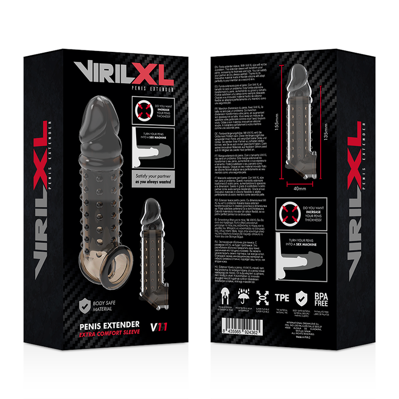 VIRILXL - ESTENSIONE E GUAINA PER PENE V11 NERA