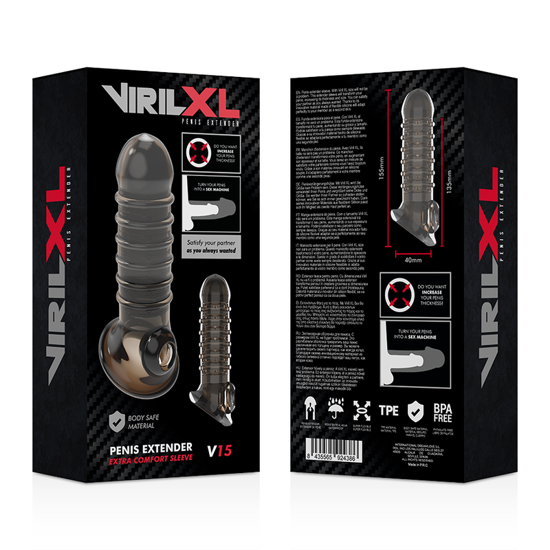 VIRILXL - ESTENSIONE E GUAINA PER PENE NERA V15