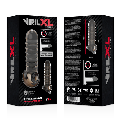 VIRILXL - ESTENSIONE E GUAINA PER PENE NERA V15
