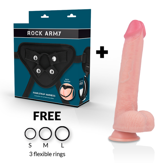 ROCKARMY - IMBRACATURA + DILDO IN SILICONE LIQUIDO PREMIUM KINGCOBRA 24 CM -O- 4,77 CM